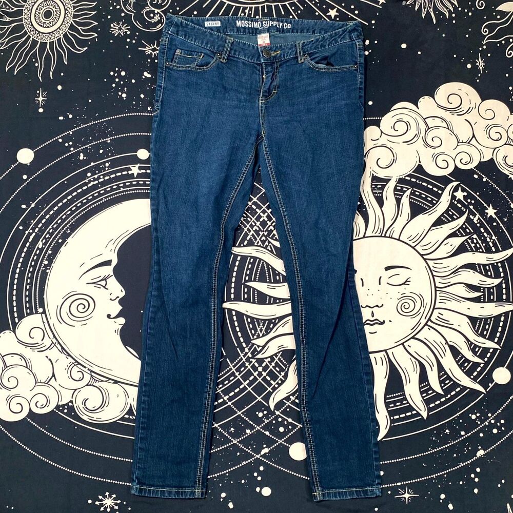 Mossimo Jeans Women's 9S Blue Cotton Denim Skinny Leg Workwear Travel Stretch